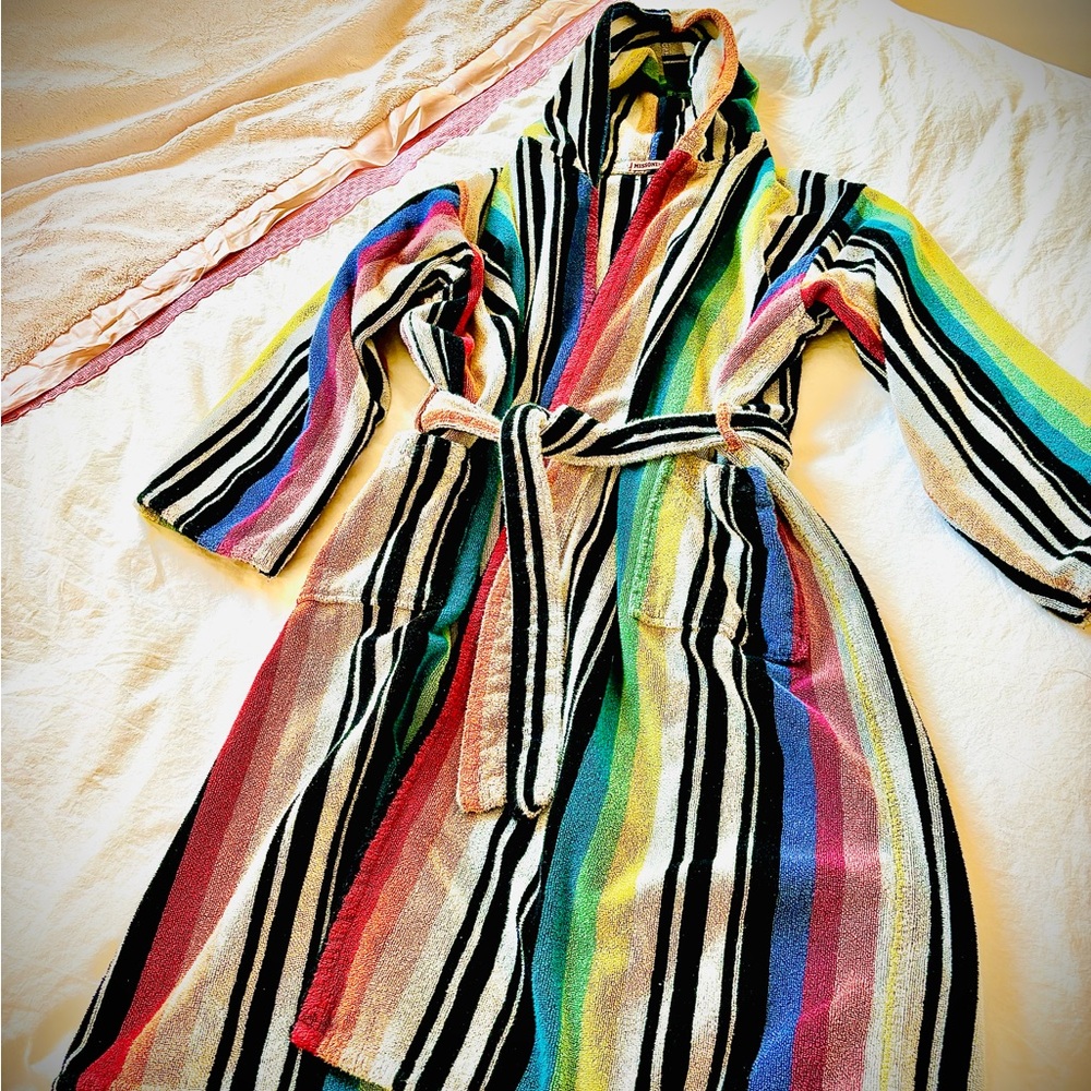 Bright, warm, and cheerful Missoni Home bathrobe.